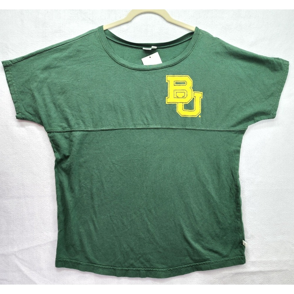 Baylor Bears NCAA Collegiate Shirt Womens M Green Yellow Spellout Spirit wear